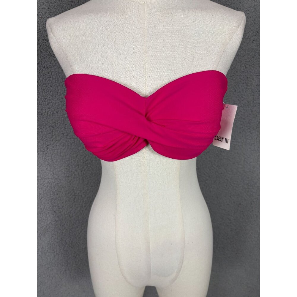 Bar III Women's Pink Twist-Front Halter Bikini Top Convertible Large Pink NWT's